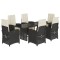 Set mobilier de gradina cu perne, 7 piese, negru, poliratan