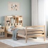 vidaXL Pat cu bibliotecă fără saltea, 90x190 cm, lemn masiv de pin 3321924