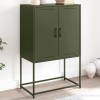 Dulap TV Gossi verde masliniu, 68x39x60.5cm, otel, stil industrial, cu spatiu depozitare. Comoda TV living, suport TV modern