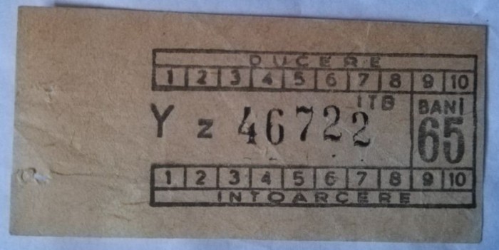 Bilet vechi de autobuz, 65 bani
