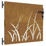 Cumpara ieftin Poarta pentru gradina, 85x75 cm, otel corten, model iarba