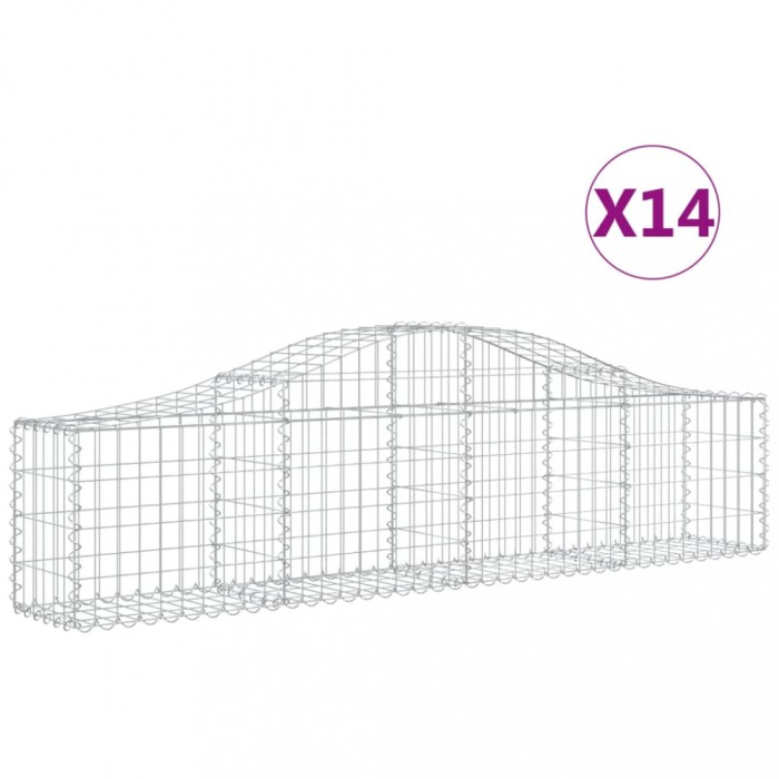 Cosuri gabion arcuite 14 buc, 200x30x40/60 cm, fier galvanizat