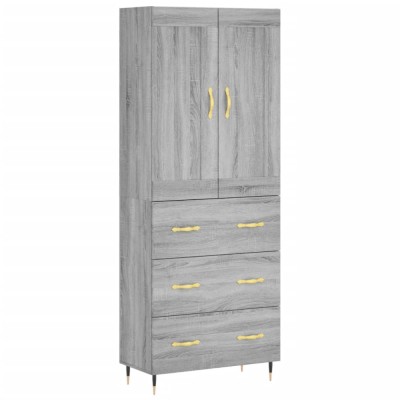 Dulap inalt, gri sonoma, 69,5x34x180 cm, lemn compozit foto