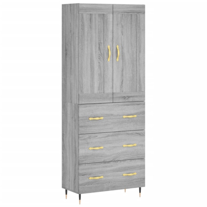 Dulap inalt, gri sonoma, 69,5x34x180 cm, lemn compozit