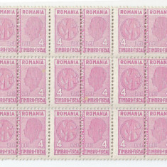 *Romania, lot 567 cu 15 timbre fiscale pt. impozite, bloc, 1944, MNH