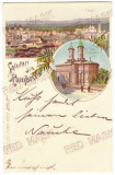 3211 - IASI, Church Trei Ierarchi, panorama, Litho - old postcard - used - 1898