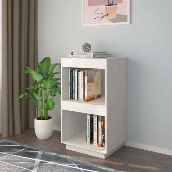 Gossi biblioteca, alb, 40x30x71 cm, lemn masiv de pin