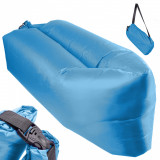 Saltea Autogonflabila &quot;Lazy Bag&quot; tip sezlong, 230 x 70cm, culoare Albastru, pentru camping, plaja sau piscina