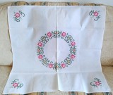 Fata de masa Vintage din bumbac cu broderie manuala in cruciulite#3