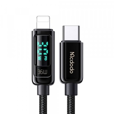 Cablu Date si Incarcare USB-C - Lightning McDodo CA-8810 Display, 36W, 1.2m, Negru foto