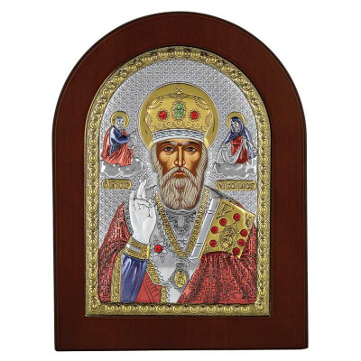 Icoana Argint Sfantul Nicolae 4x6cm cu Magnet COD: 3078 foto