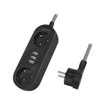 PRELUNGITOR LOGILINK, Schuko x 2, conectare prin Schuko (T), USB x 3, cablu 1.5 m, 16 A, fara protectie, negru, &quot;LPS262U&quot; (timbru verde 0.18 lei)