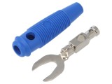 Conector de laborator tip furcă, mufă, albastru, 2,5mm2