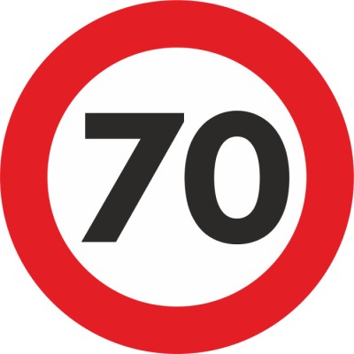 Autocolant sticker &amp;quot;limita viteza&amp;quot; reflectorizant - 70km/h foto