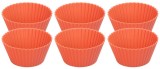 Set 6 forme din silicon MagicHome pentru cupcake, rosii, 6,5x6,5x3 cm