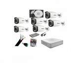 Sistem supraveghere 6 camere Hikvision 2mp Color Vu cu IR 40m (color noapte ) , DVR 8 canale, accesorii