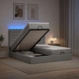Cumpara ieftin Pat Ottoman cu Saltea si LED Gri deschis 180 x 200 cm Tesatura