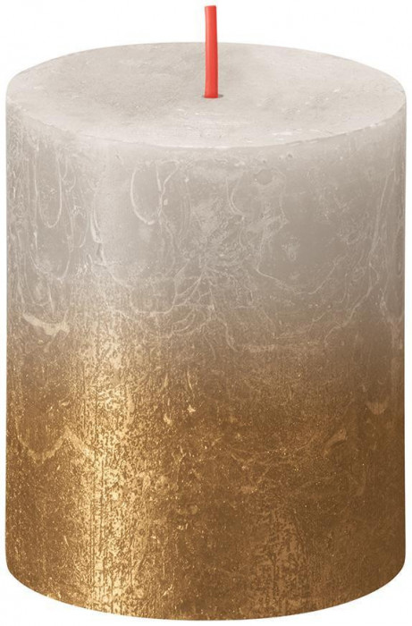Lum&acirc;nare bolsius Rustic, Crăciun, Sunset Sandy Grey+ Gold, 80/68 mm