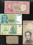 Set 5 bancnote de prin lume adunate (cele din imagini) #357, America Centrala si de Sud