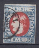 ROMANIA 1869 LP 29 b REGELE CAROL I CU FAVORITI VALOAREA 50 BANI STAMPILAT