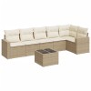 Set canapele de gradina, 7 piese, cu perne, bej, poliratan