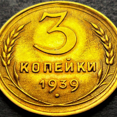 Moneda istorica 3 KOPEICI - URSS / RUSIA, anul 1939 *cod 621 B - excelenta