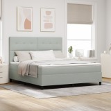 vidaXL Pat box spring cu saltea, gri deschis, super king, catifea
