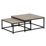 Cumpara ieftin Set 2 masute cafea mdf laminat stejar sonoma metal negru Kastler 75x75x37 cm, 65x65x32 cm