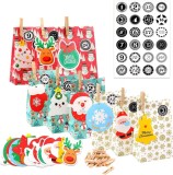 Set calendar de advent Ekkong, hartie/lemn, multicolor, 49 piese