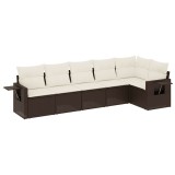 Cumpara ieftin Set canapele de gradina cu perne, 6 piese, maro, poliratan