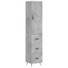 Dulap inalt, gri beton, 34,5x34x180 cm, lemn prelucrat