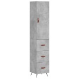 Cumpara ieftin Dulap inalt, gri beton, 34,5x34x180 cm, lemn prelucrat