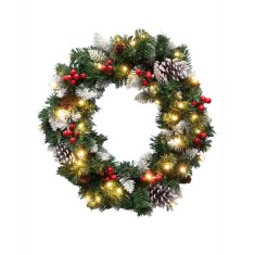 HOME KMK45LED Coroniță artificială cu LED, 45 cm, 35 LED-uri alb cald