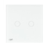 Intrerupator Dublu Touch PNI SH202 cu Sticla, Indicator LED Alb