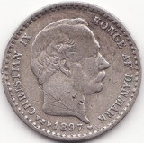 Moneda Danemarca - 10 Ore 1897 - Christian al IX-lea - VBP - Argint, Europa