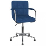 VidaXL Scaun de bucătărie pivotant, albastru, material textil