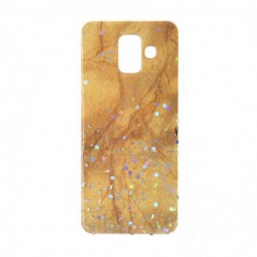 Husa Marble Impact pentru Samsung Galaxy A6 Plus 2018, TPU+Acryl, Model Bronze Marble foto