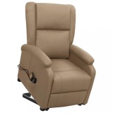 vidaXL Fotoliu masaj cu ridicare verticală, cappuccino piele ecologică