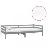 Cumpara ieftin Pat de zi cu saltea, gri, 90x200 cm, lemn masiv de pin