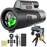 Monoclu Telescop profesional HD 12X50 de Inalta Definitie cu Suport Pentru Smartphone si Trepied, Linomag&reg;, Prisma BaK-4 Dual Focus, Vedere de Zi si d