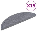 Cumpara ieftin Covorase pentru scari autoadezive, 15 buc., 56x17x3 cm, gri deschis, semirotunde