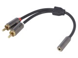 Cablu Jack 3,5mm Soclu la RCA 2x 0,2m Aurit