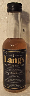 RARE WHISKY miniaturi LANGS 5YO CL 4,7 GR, 40 ANII 70/80 IMP. GNUDI ITALY foto