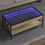 VidaXL Măsuță de cafea cu LED infinity, stejar sonoma, 90x50x38 cm