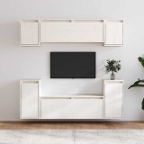 VidaXL Comode TV, 6 buc., alb, lemn masiv de pin