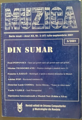 REVISTA MUZICA NR. 3/2001:Fred Popovici/Adrian Pop/Vasile Vasile/Ion Dumitrescu+ foto