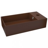 Cumpara ieftin Chiuveta de baie cu preaplin, maro inchis, ceramica