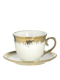 Set din portelan White Golden 6 cesti si 6 farfurii, Inart