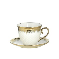 Set din portelan White Golden 6 cesti si 6 farfurii
