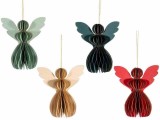 Set 4 ornamente brad Craciun Ingeri hartie multicolora cm 10,5 x 6,5 x 12 H